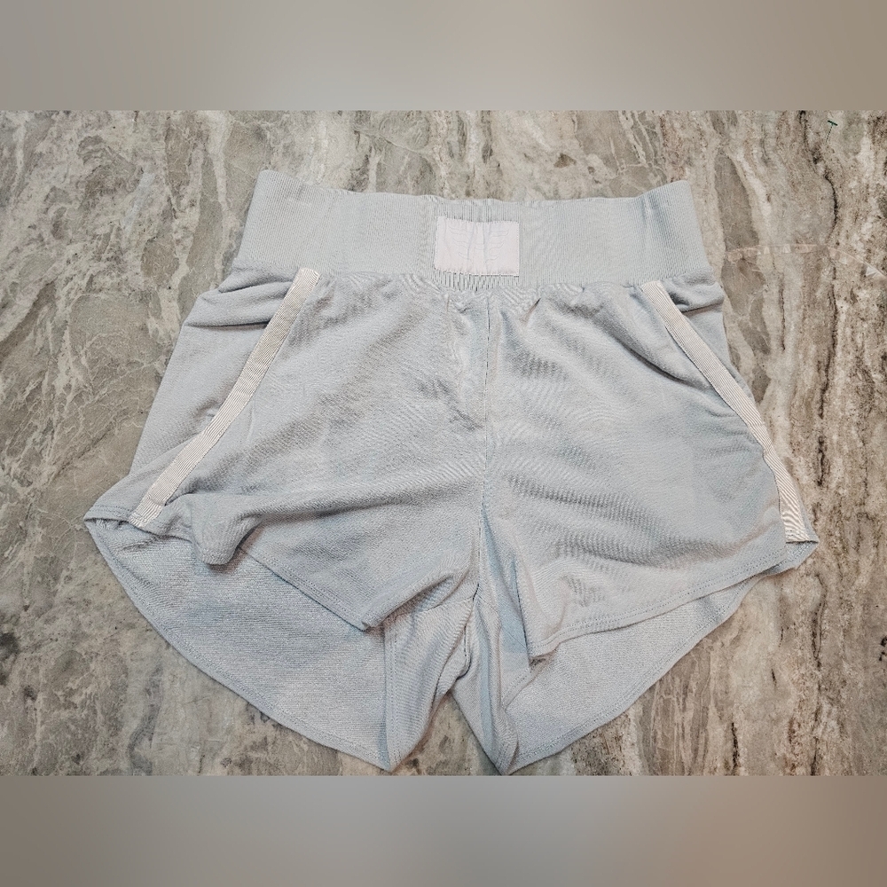 Heroine Sport Light Gray Lounge Shorts Medium Modal Blend Ribbed Waistband Logo